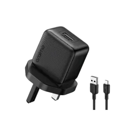 Compact 10 W single-USB wall charger, with anti-sweat/fingerprint finish and built-in multi-protection safety. Includes a versatile cable bundle (Micro-USB/Type-C/Lightning) — perfect for everyday device charging at home or on the move.