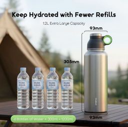 MEGADRINK 1200 LEAKPROOF PORTABLE 1.2L INSULATED WATER BOTTLE.