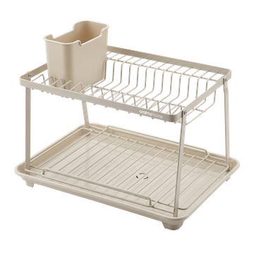 RackDrain Foldable Two-Tier Dish Rack with Guided Drainage
