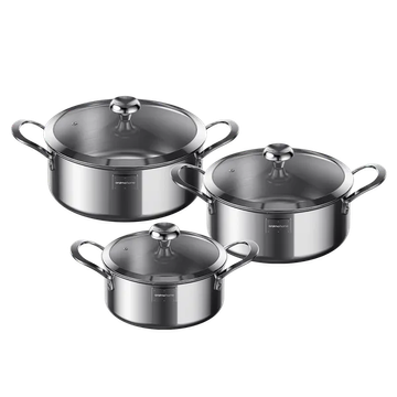 Tri-Ply Set Durable Versatile Stainless Steel Cookware Set(6pcs)