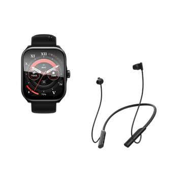 Watch Nova AM + Necklace Lite AMOLED Screen Curved Cover Smart Watch + Wireless Earphones Vibration for Calls