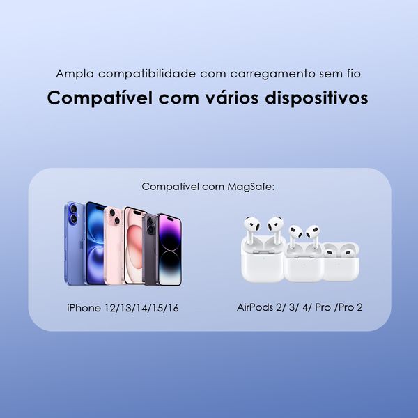 MagPower 15 Power Bank de 10000mAh com Carregamento Sem Fio e com Fio