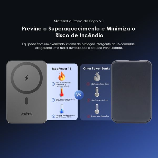 MagPower 15 Power Bank de 10000mAh com Carregamento Sem Fio e com Fio