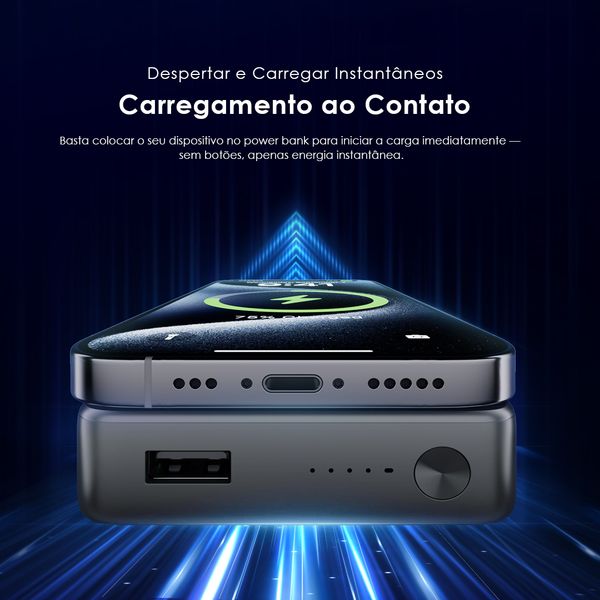 MagPower 15 Power Bank de 10000mAh com Carregamento Sem Fio e com Fio