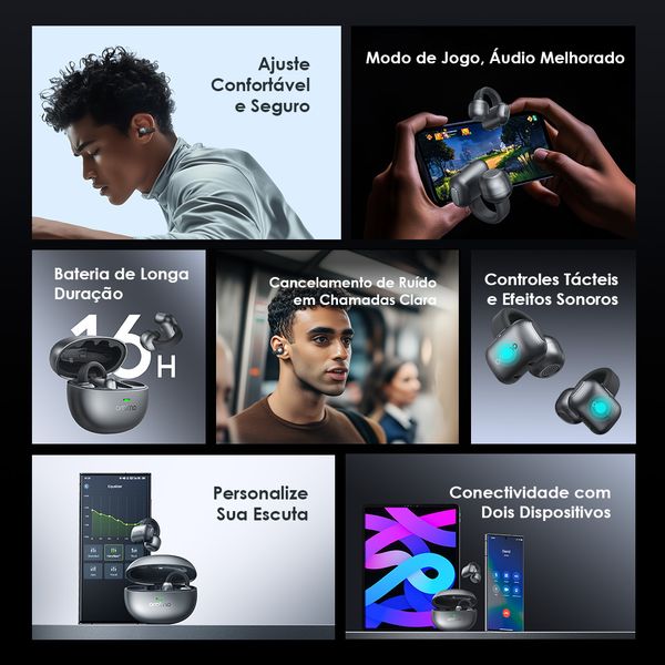 OpenSnap N Fones de Ouvido True Wireless Open-Ear