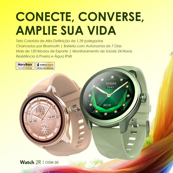 Watch 2R Smartwatch Colorido com Tela TFT de 1,39" e Certificação IP68