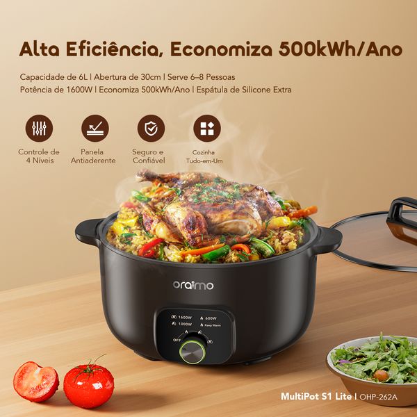 MultiPot S1 Lite Panela elétrica multifuncional com capacidade para 6L