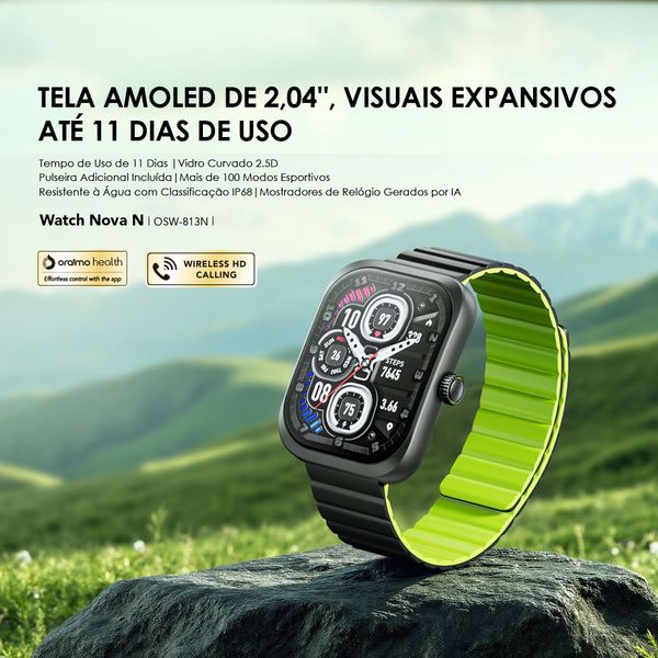 Watch Nova N Relógio inteligente de vidro curvo 2.5D
