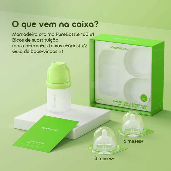 PureBottle-160 Materiais seguros, biberão de fluxo suave