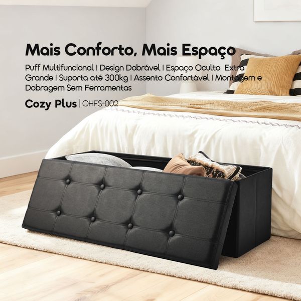 Cozy Plus Puff Baú Dobrável de Design Extra Grande