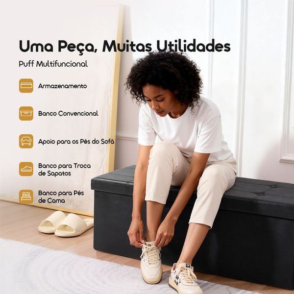 Cozy Plus Puff Baú Dobrável de Design Extra Grande