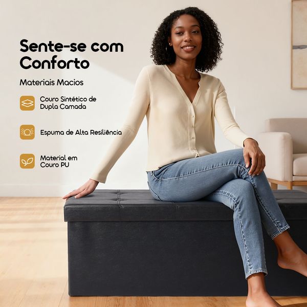 Cozy Plus Puff Baú Dobrável de Design Extra Grande