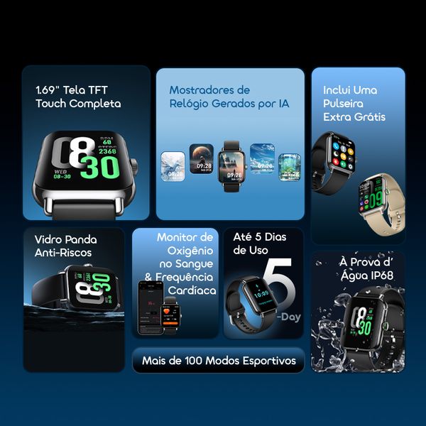 Watch 6 Pro Mostradores de Relógio Gerados por IA - smartwatch