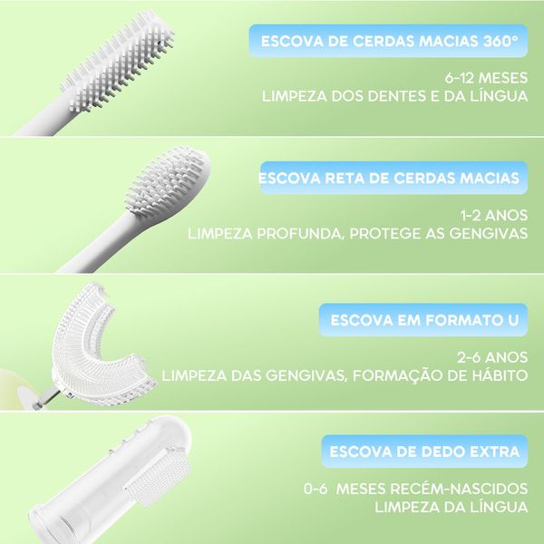 BabyBrush Escova de dentes elétrica para bebé com 3 modos de limpeza