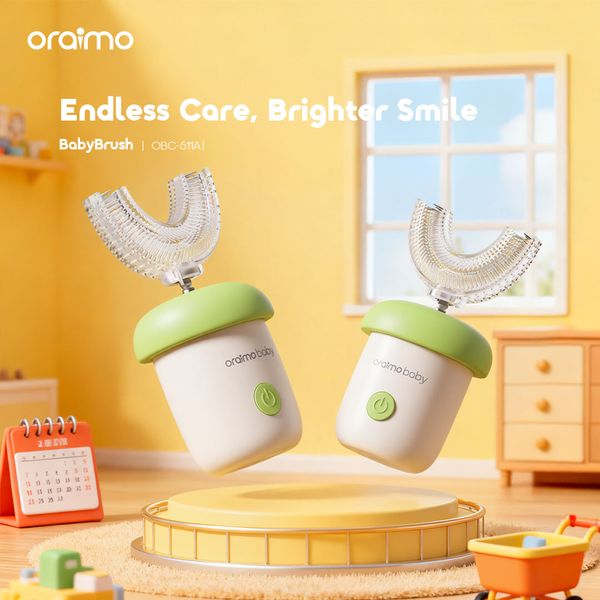 BabyBrush Escova de dentes elétrica para bebé com 3 modos de limpeza