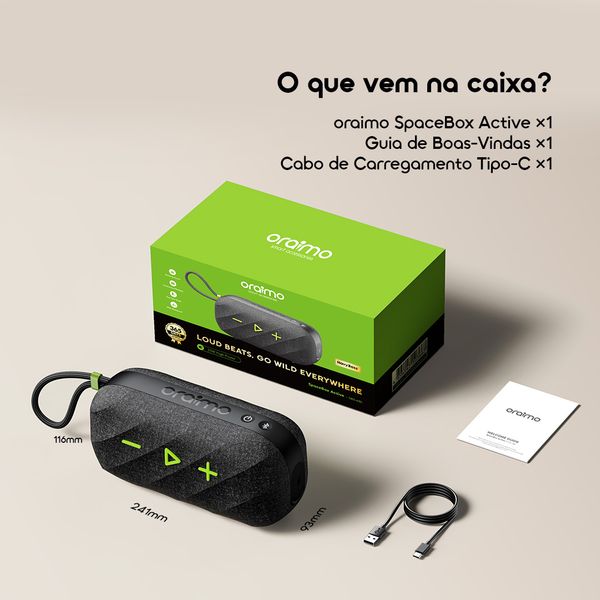 SpaceBox Active Coluna de Som Portátil Sem Fios Personalizável com FM de 25W de Potência