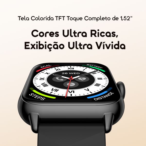 Watch 6 Nano Relógio inteligente com ecrã TFT totalmente sensível ao toque de 1,52"