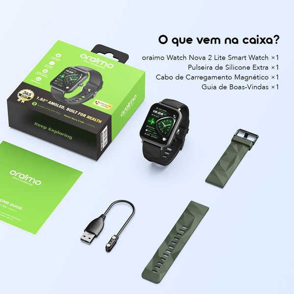 Watch Nova 2 Lite Relógio inteligente com ecrã a cores AMOLED totalmente sensível ao toque de 1,93 polegadas