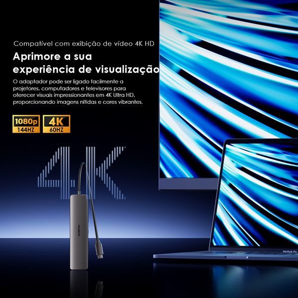 PowerTrans Adaptador multifunções USB-C 7 em 1