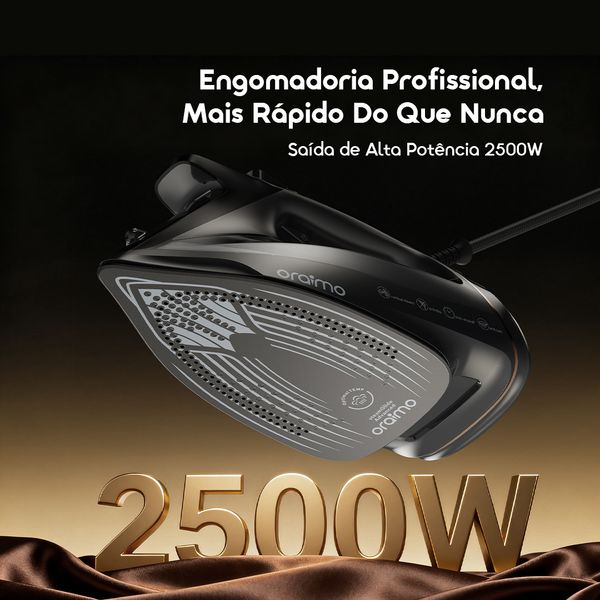 Steamcore Ferro de engomar elétrico de alta potência de 2500 W