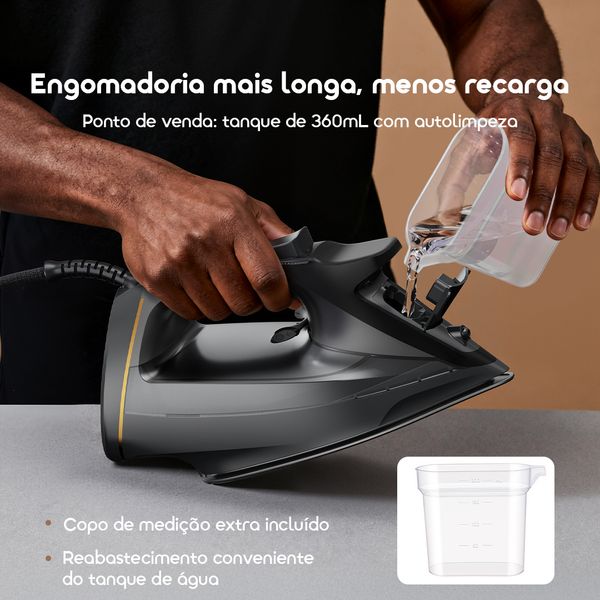 Steamcore Ferro de engomar elétrico de alta potência de 2500 W