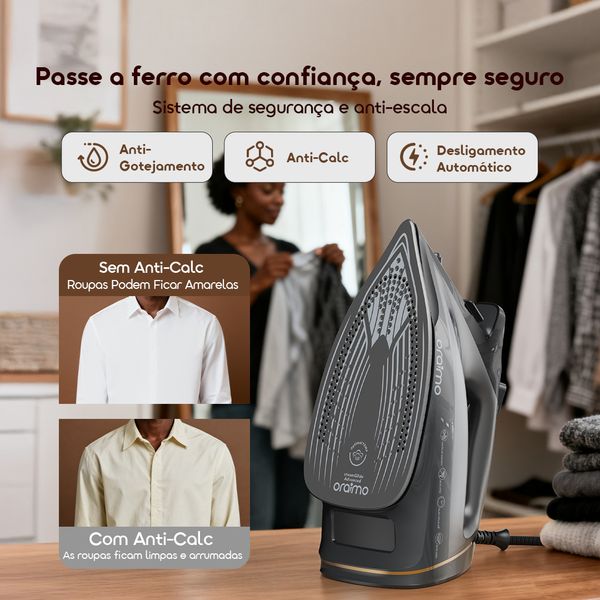 Steamcore Ferro de engomar elétrico de alta potência de 2500 W