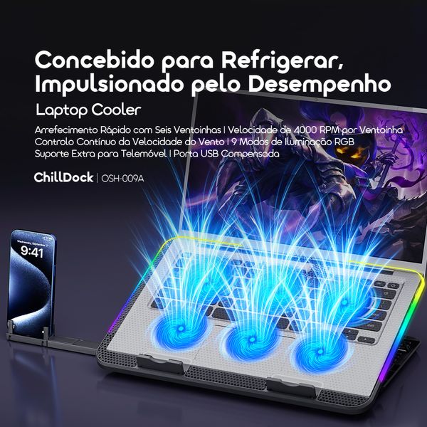 ChillDock Refrigerador para portátil com duas portas USB