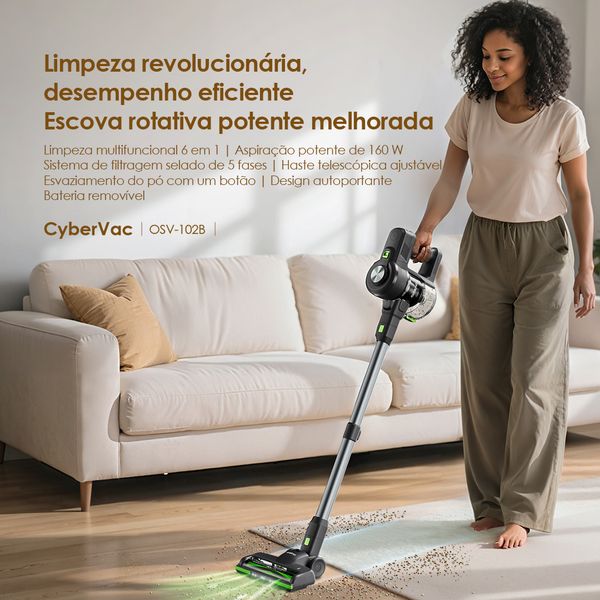CyberVac Aspirador vertical sem fios de 180 W