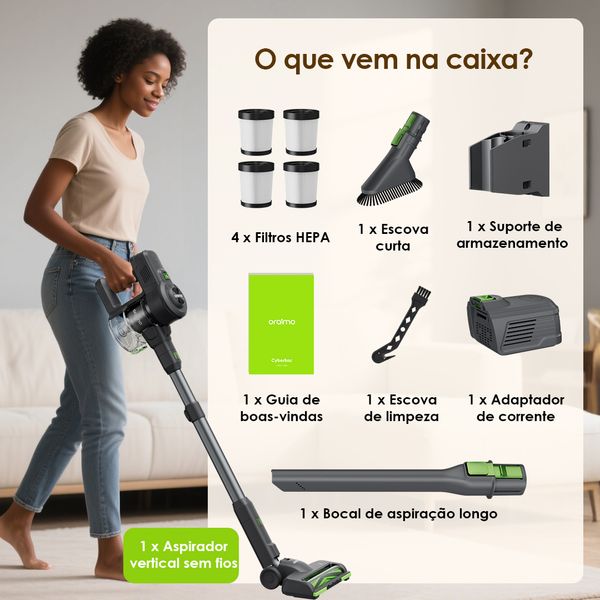 CyberVac Aspirador vertical sem fios de 180 W