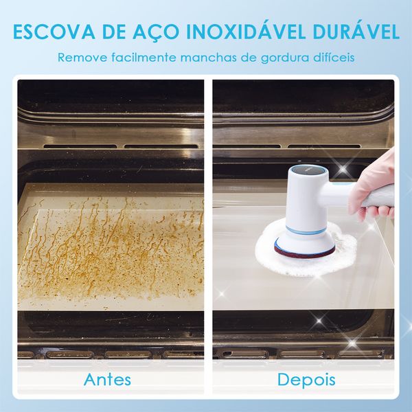 Ultra Cleaner Scrubber Escova Elétrica Giratória Sem Fio com 1,5h de Autonomia e 5 Cabeças de Substituição