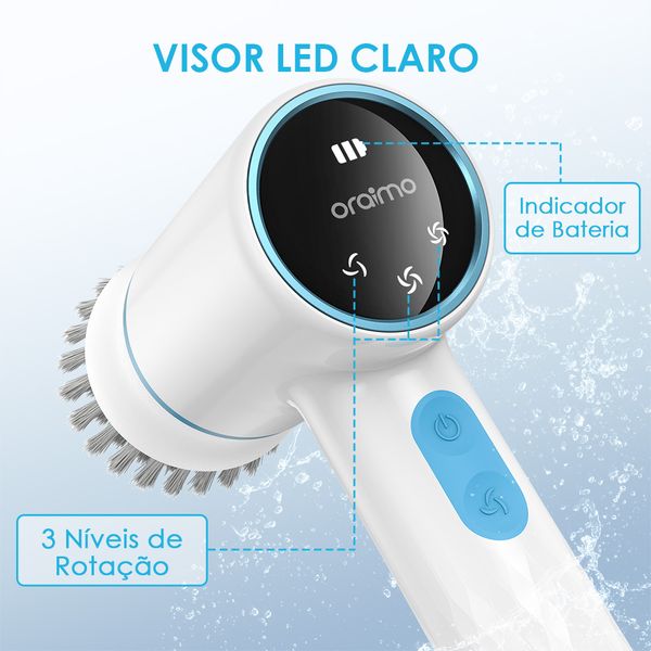 Ultra Cleaner Scrubber Escova Elétrica Giratória Sem Fio com 1,5h de Autonomia e 5 Cabeças de Substituição