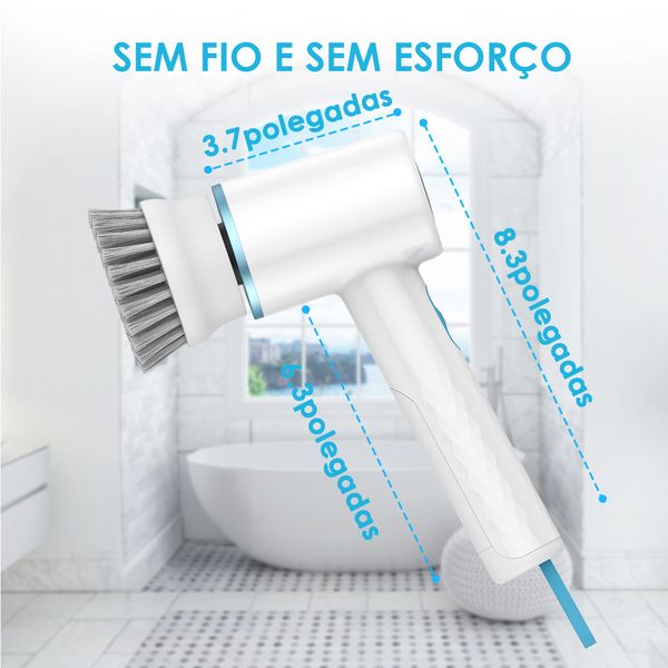 Ultra Cleaner Scrubber Escova Elétrica Giratória Sem Fio com 1,5h de Autonomia e 5 Cabeças de Substituição