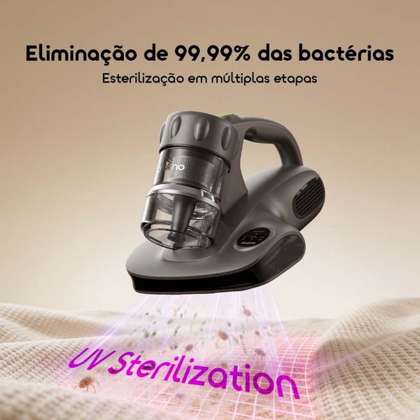 CozyClean Aspirador de Colchão com Sensor de Ácaros e Sucção de 12kPa