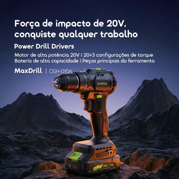 MaxDrill Berbequim/Aparafusador Elétrico Versátil Sem Fio de 20V