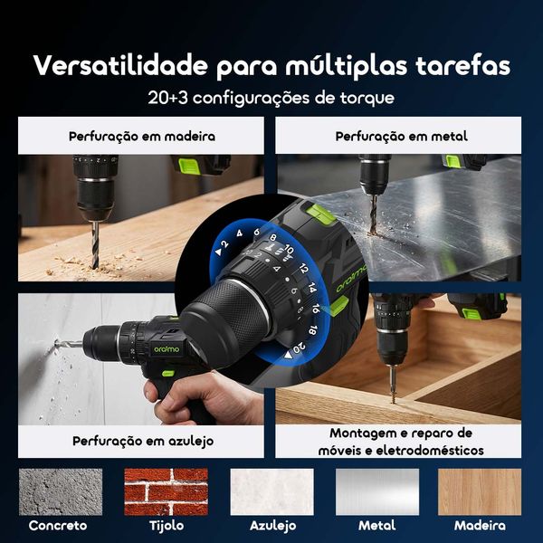 MaxDrill Berbequim/Aparafusador Elétrico Versátil Sem Fio de 20V