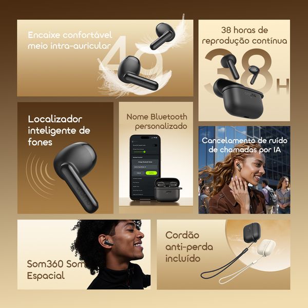 Watch 6N & SpaceBuds Air Smartwatch com ecrã a cores sensível ao toque de 1,83 polegadas e auscultadores sem fios com localizador inteligente e 38 horas de autonomia.