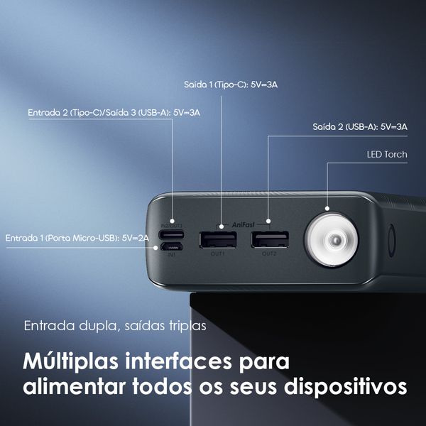 PowerBox 300 Lit Bateria externa de 30000mAh e 15W