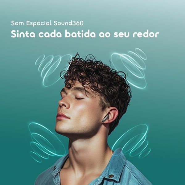 SpaceBuds Air+ Auscultadores sem fios verdadeiros com textura metálica e classificação IPX4.