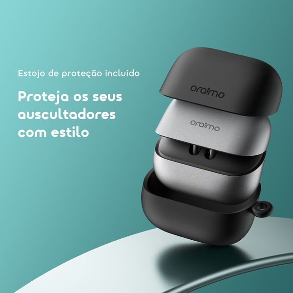 SpaceBuds Air+ Auscultadores sem fios verdadeiros com textura metálica e classificação IPX4.