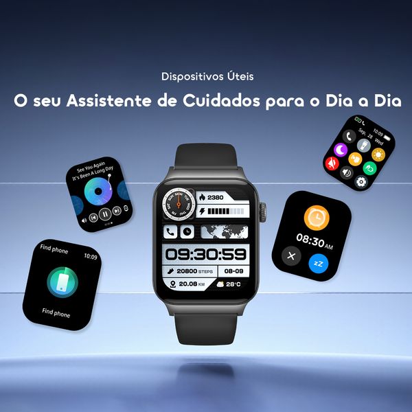watch 6 max Relógio inteligente com ecrã tátil de 1,83 polegadas e bateria com duração de 28 dias