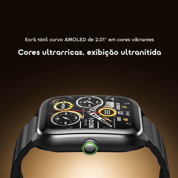 Watch Nova 2 Relógio inteligente com ecrã táctil curvo AMOLED de 2,01" e classificação IP68