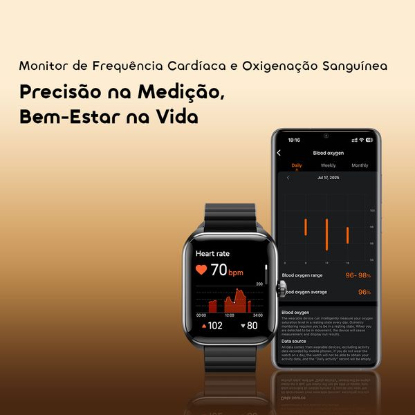 Watch Nova 2 Relógio inteligente com ecrã táctil curvo AMOLED de 2,01" e classificação IP68
