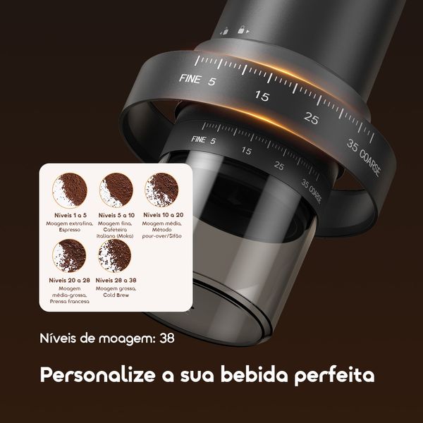 BeanGrind Moinho de café portátil de precisão