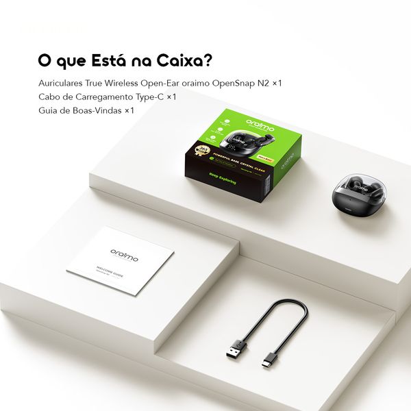 OpenSnap N2 Auscultadores sem fios de carregamento rápido com graves profundos e design aberto