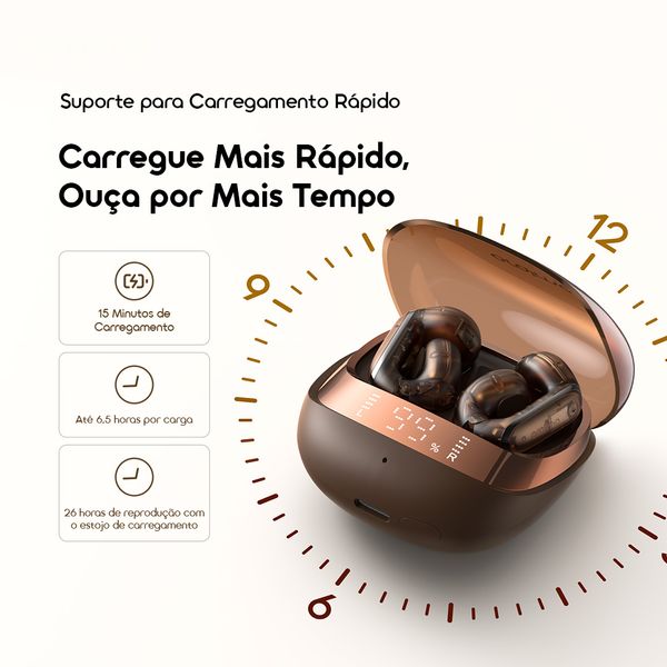 OpenSnap N2 Auscultadores sem fios de carregamento rápido com graves profundos e design aberto