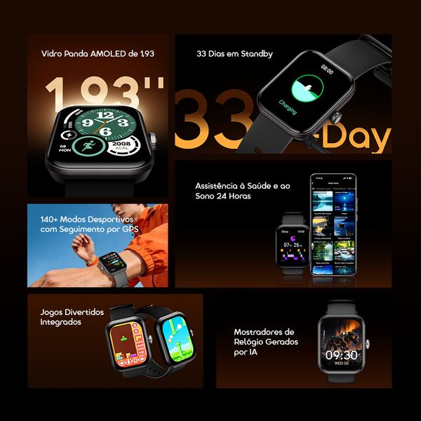 Watch Nova 2N Relógio Inteligente com Ecrã AMOLED de 1,93" e 33 Dias de Autonomia em Standby