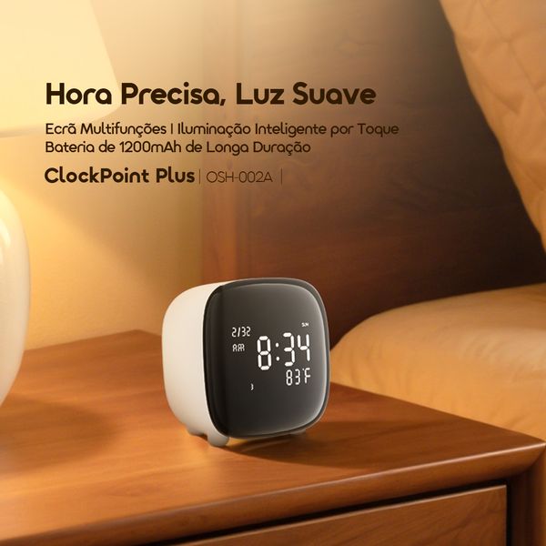 ClockPoint Plus Relógio digital multifunções recarregável com luz sensível ao toque