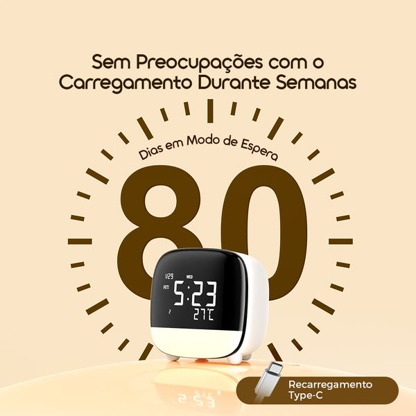 ClockPoint Plus Relógio digital multifunções recarregável com luz sensível ao toque