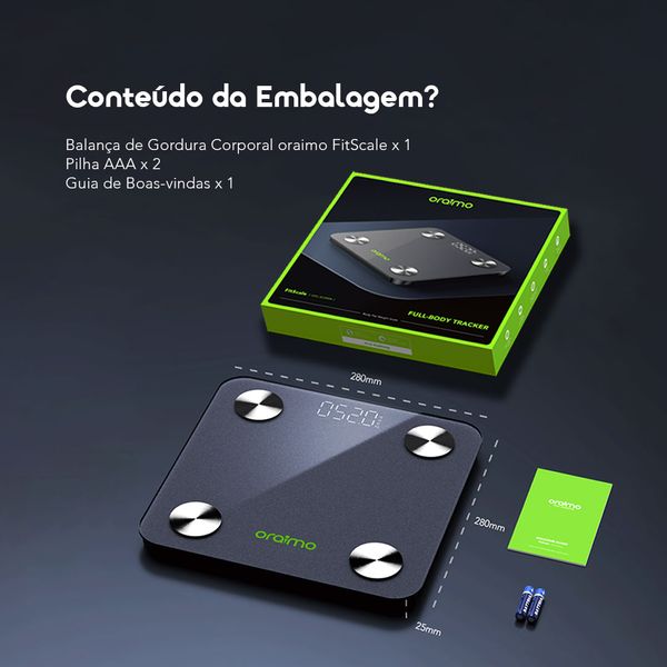 FitScale Balança de gordura corporal inteligente com LED