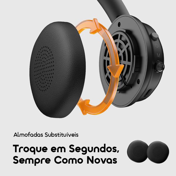 BoomPop Air Auscultadores sem fios leves, supra-auriculares.